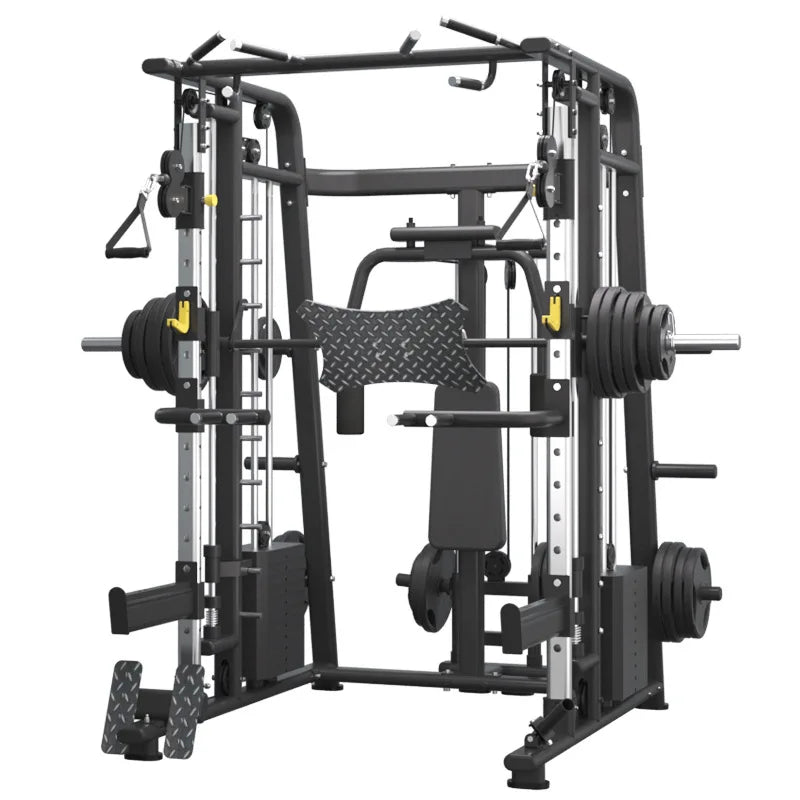 KTX-878803 Multi-Functional Smith Machine Power Rack with Dual Weight Stack for Home and Commercial Gym Use