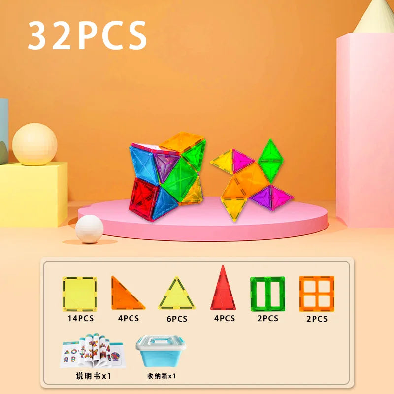 KTX-962707 Magnetic Building Blocks Set for Creative Assembly and Educational Play – Colourful DIY Tiles for Kids