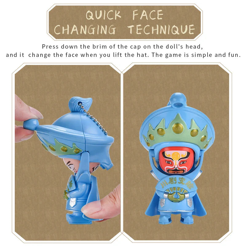 KTX-371731 Creative Mini Action Figure Toy - Chinese SiChuan Opera Face-Changing Educational Toy for Kids, 6x5.5x10.3cm