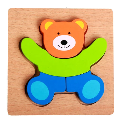KTX-777619 Wooden Animal Puzzle Toy for Toddlers Age 1-3 - Educational and Interactive Learning Game