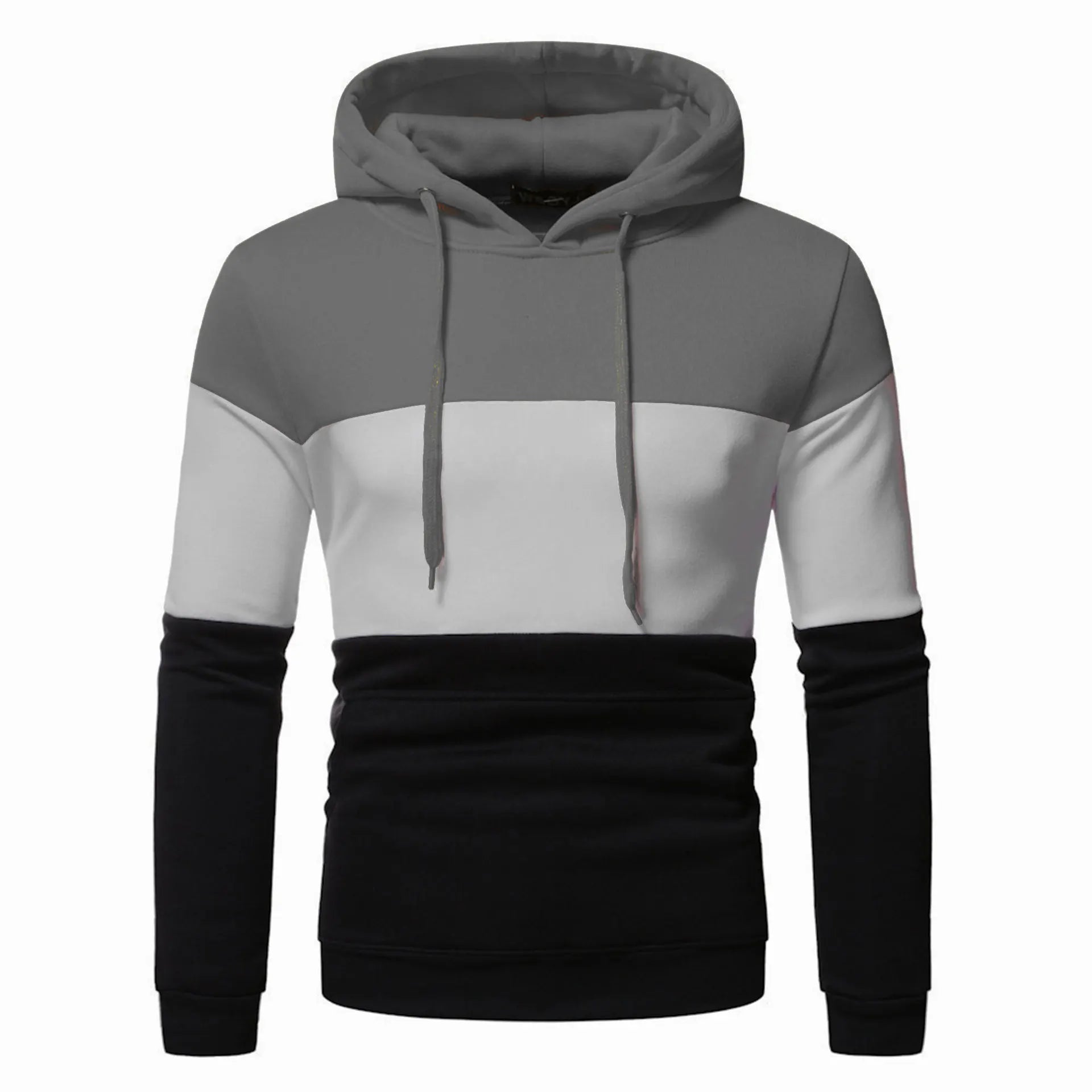 KTX-358483 Men's Custom Sweatshirt Autumn and Winter 3 Color Splicing Pullover Hooded Casual Sweatshirt Set
