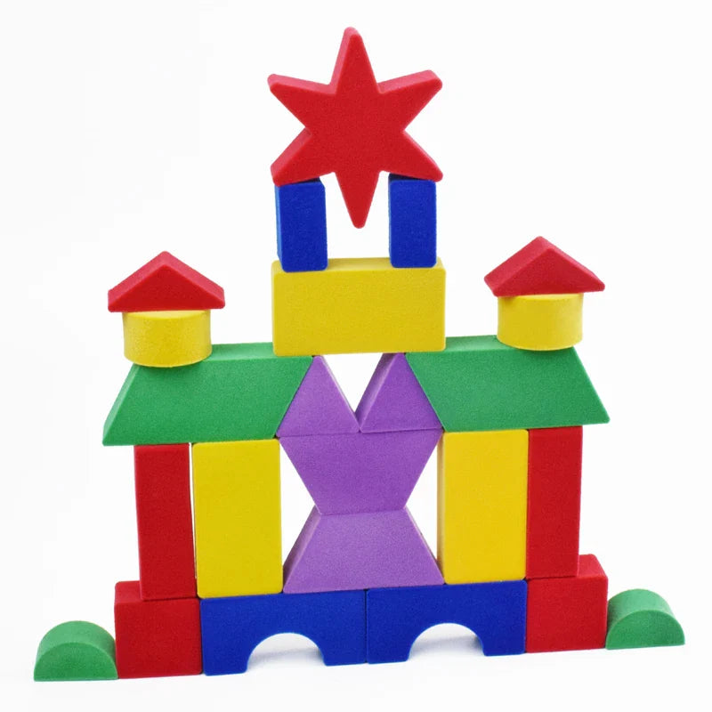KTX-144659 Colorful Natural Latex Building Block Set - 25 Pcs Castle DIY Educational Toy for Kids