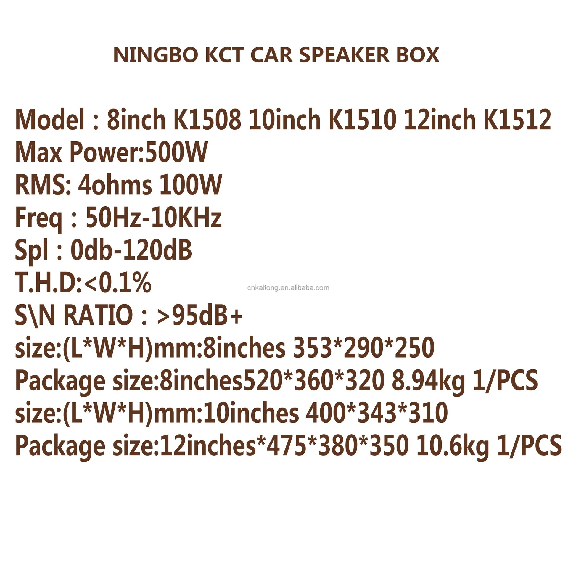 KTX-909395 12V Car Subwoofer with Amplifier and 10 Inch Speaker Box for Enhanced Audio Experience