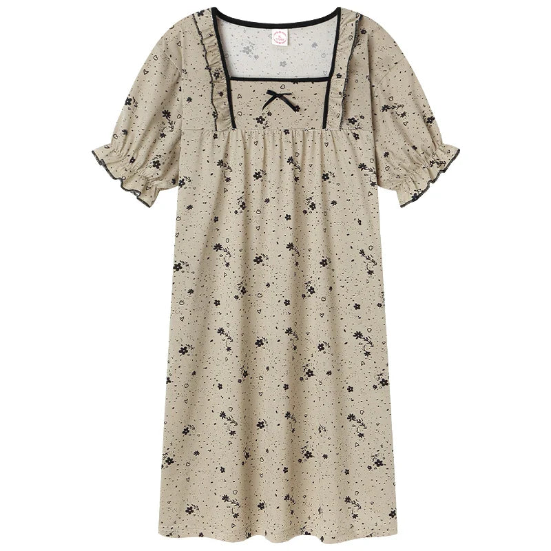 KTX-329171 New Design Plus Size Spring and Autumn Cotton Nightdress Loose Casual Pregnant Women Long Skirts