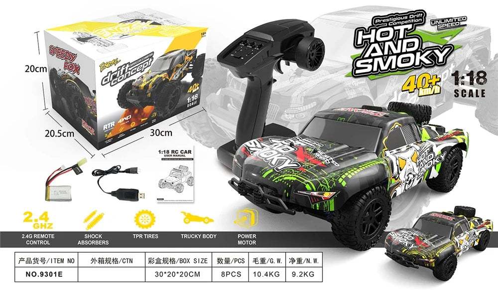 KTX-183571 1/18 Scale Waterproof 4x4 RC Racing Car 40+ MPH Remote Control Vehicle for Indoor/Outdoor Use