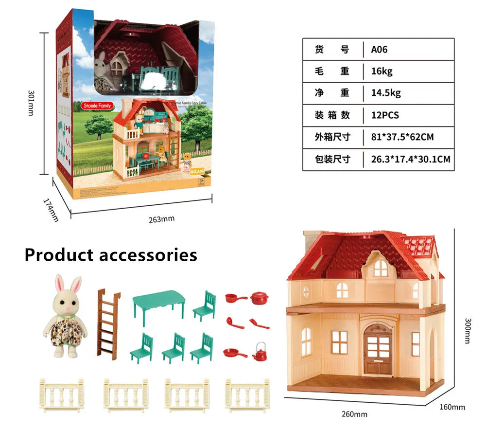 KTX-027411 Forest Family Mini Doll House Role Play Set for Kids - Plastic Pretend Playhouse Gifts for Girls