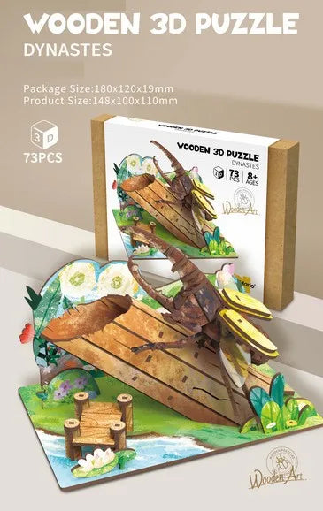 KTX-855891 Wooden 3D Insect Puzzle Set - Butterfly and Bee Models for Kids Educational Fun