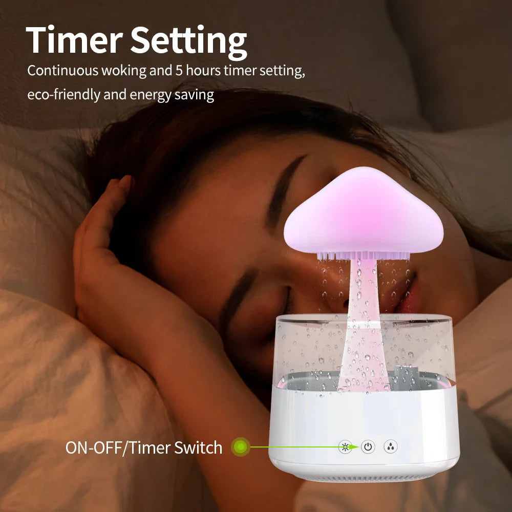 KTX-750355 Adjustable Water Flow Cloud Humidifier with 7-Color Light and Relaxing Raindrop Sound