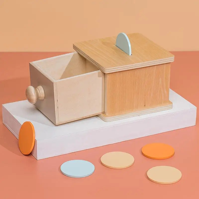 KTX-443027 Montessori Wooden Coin Box Drawer Game for Early Learning and Development