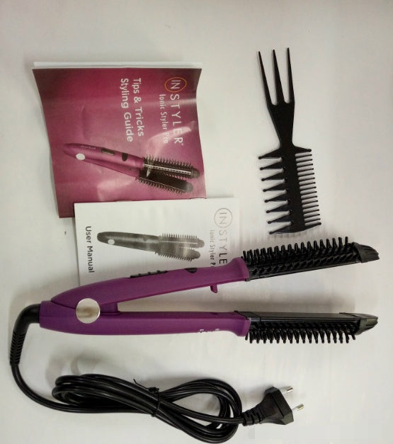 KTX-696403 4 in 1 Hair Curler and Straightener with Electric Coil Comb, 60W ABS, PP, PC, Aluminum, Nylon