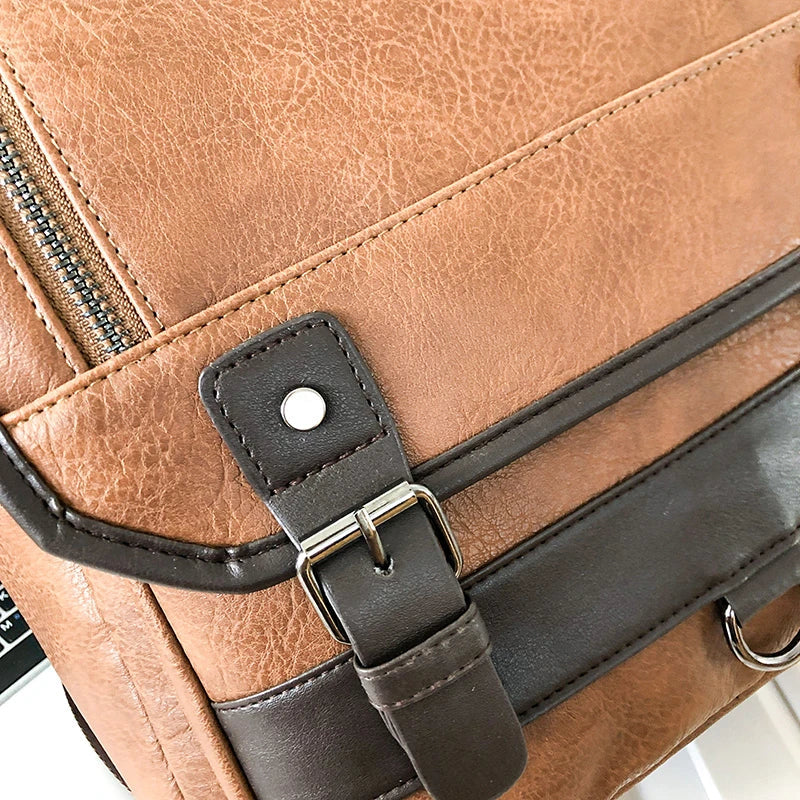 KTX-359315 Stylish Black Genuine Leather Business Backpack for Men