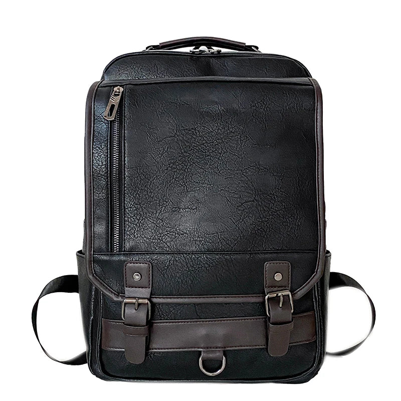 KTX-359315 Stylish Black Genuine Leather Business Backpack for Men