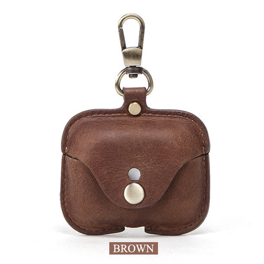 KTX-886867 Vintage Leather Clamshell Cover for AirPods Pro in Brown, Royal Blue, and Burgundy