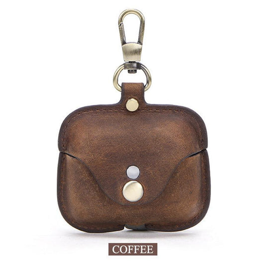 KTX-886867 Vintage Leather Clamshell Cover for AirPods Pro in Brown, Royal Blue, and Burgundy