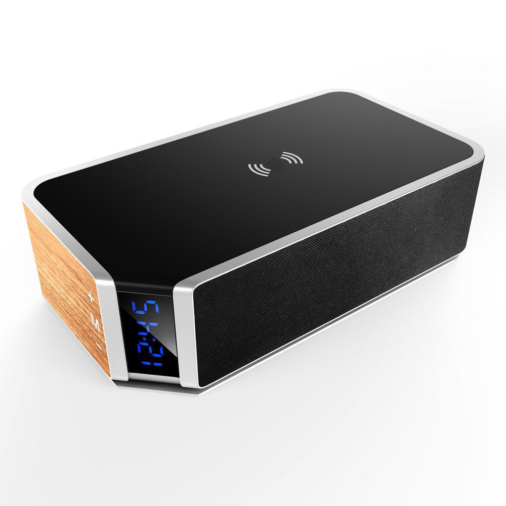 KTX-327955 Wireless Charging Alarm Clock with Bluetooth FM Speaker and USB Port