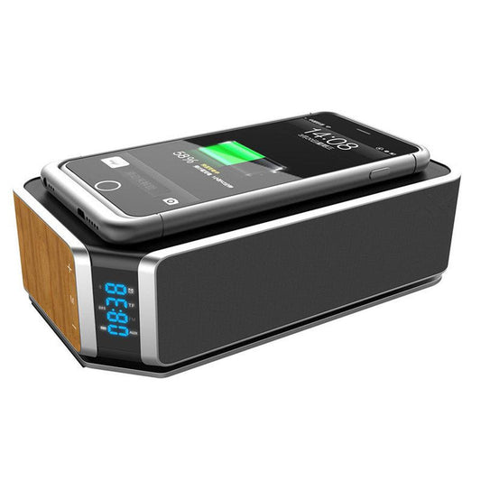 KTX-327955 Wireless Charging Alarm Clock with Bluetooth FM Speaker and USB Port