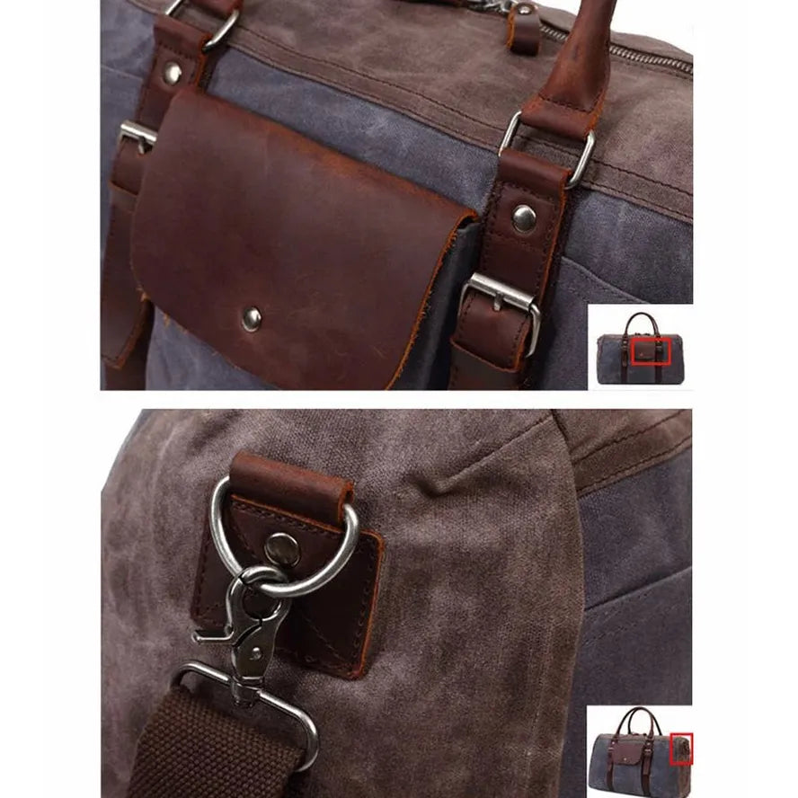 KTX-697043 Large Capacity Waterproof Canvas Travel Bag - Retro Portable Boarding Duffel Bag