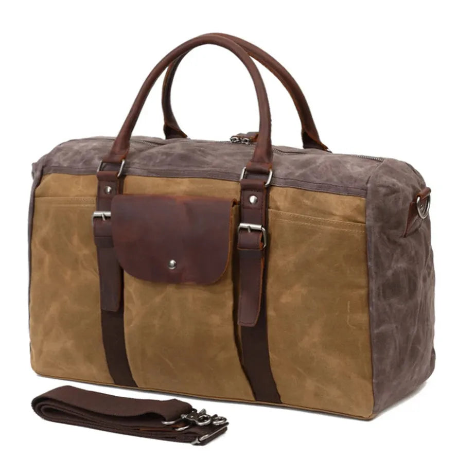 KTX-697043 Large Capacity Waterproof Canvas Travel Bag - Retro Portable Boarding Duffel Bag