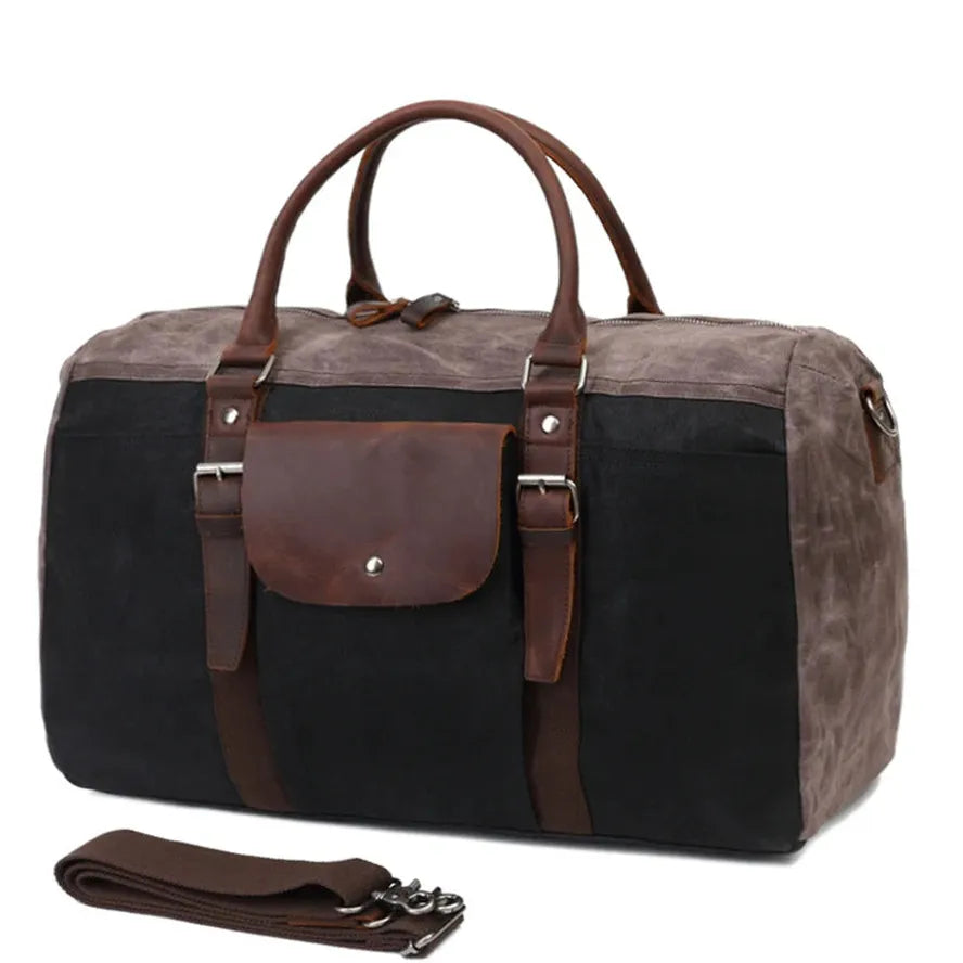 KTX-697043 Large Capacity Waterproof Canvas Travel Bag - Retro Portable Boarding Duffel Bag