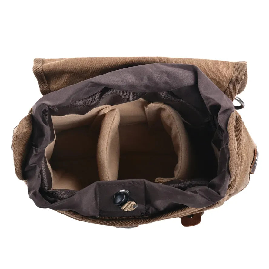 KTX-040339 Retro Messenger Bag for Men, Waterproof Batik Canvas and Cowhide Leather Photography Crossbody Bag, Multiple Color Options