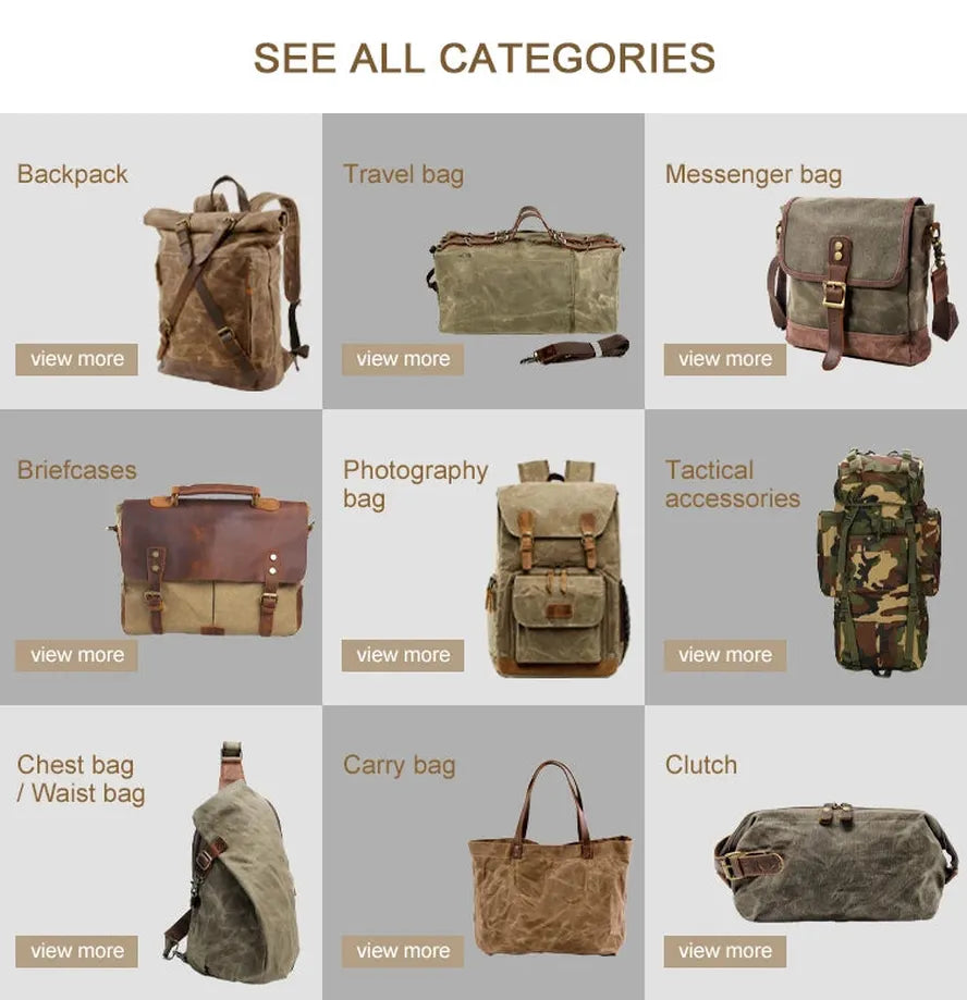 KTX-040339 Retro Messenger Bag for Men, Waterproof Batik Canvas and Cowhide Leather Photography Crossbody Bag, Multiple Color Options