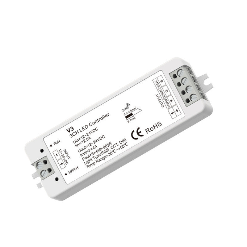 KTX-872083 Wireless RF LED Dimmer Switch Controller for 12V, 5V, 24V, 36V RGB Lighting, 8A Capacity