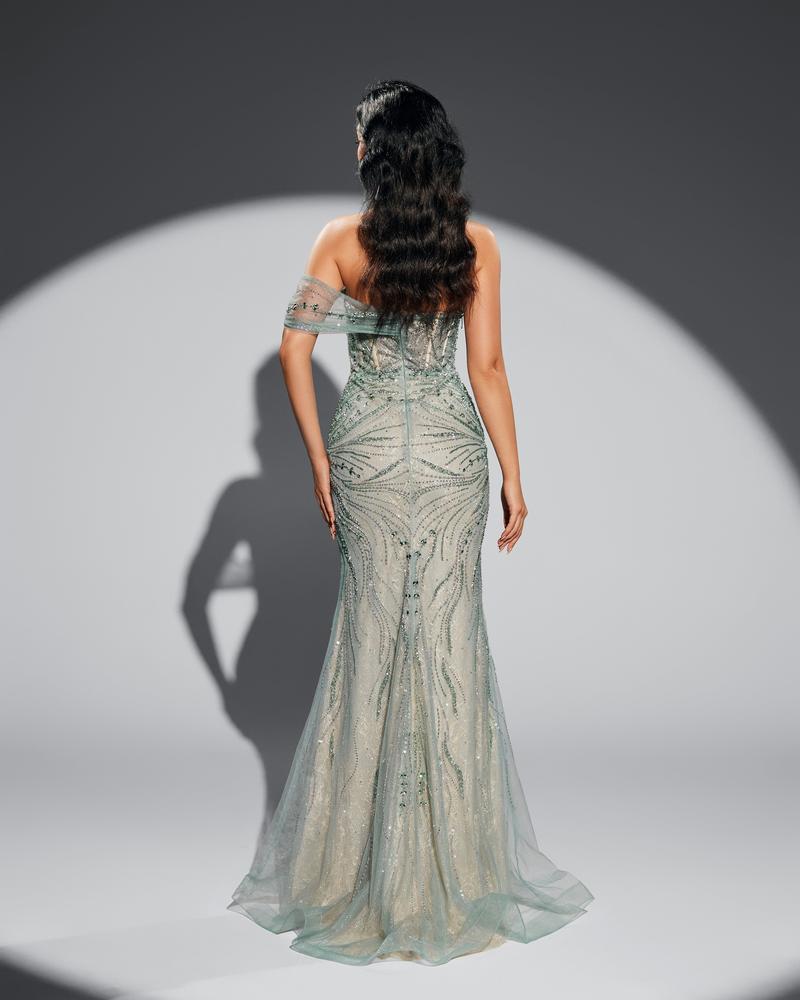 KTX-462547 Elegant Green Evening Dress - Model EZ25012 with Flattering Silhouette and Timeless Design