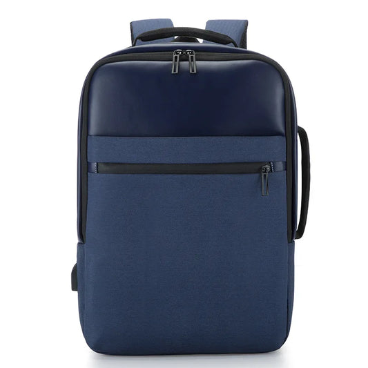 KTX-363923 USB Charging Nylon Laptop Black Backpack for Students, Multi-Compartment Computer Rucksack