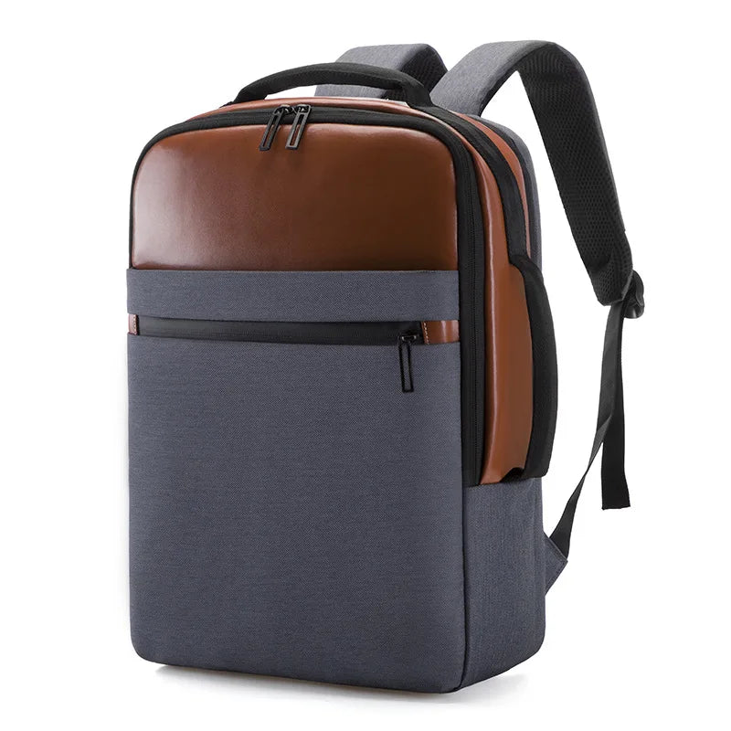 KTX-363923 USB Charging Nylon Laptop Black Backpack for Students, Multi-Compartment Computer Rucksack