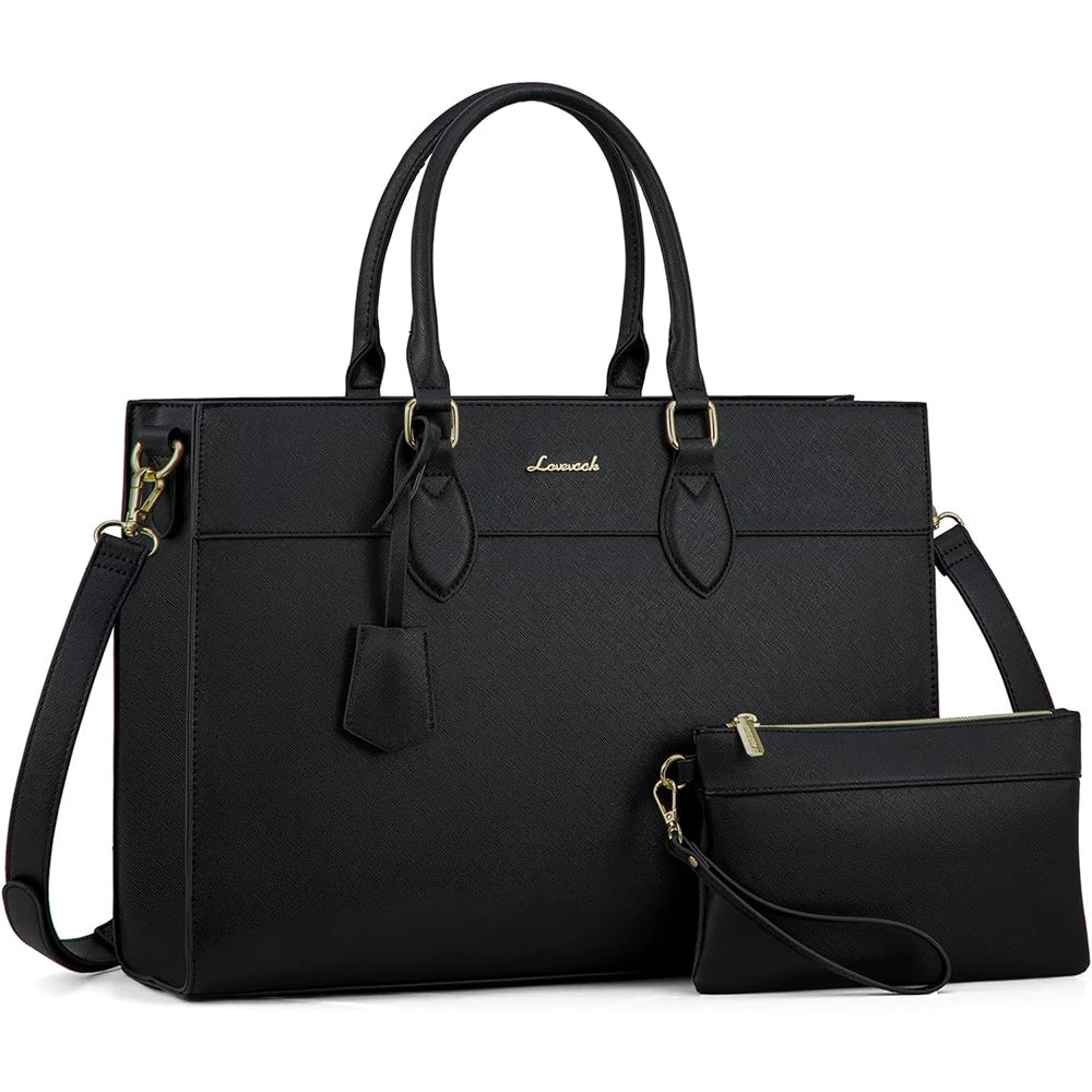 KTX-393555 Stylish 15.6 Inch Laptop Tote Bag for Women – Waterproof Leather Briefcase for Office and Work