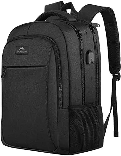 KTX-276819 Unisex Waterproof Notebook Backpack with USB Charging Port for Business Travel
