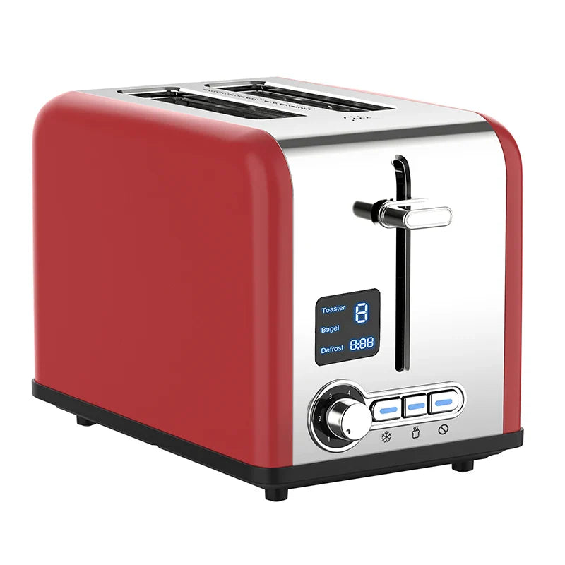 KTX-650451 Stainless Steel 2-Slice Toaster with Digital LED Display and Automatic Pop-Up Feature