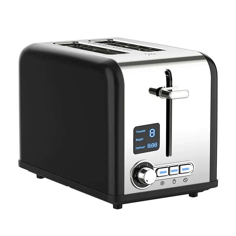 KTX-650451 Stainless Steel 2-Slice Toaster with Digital LED Display and Automatic Pop-Up Feature