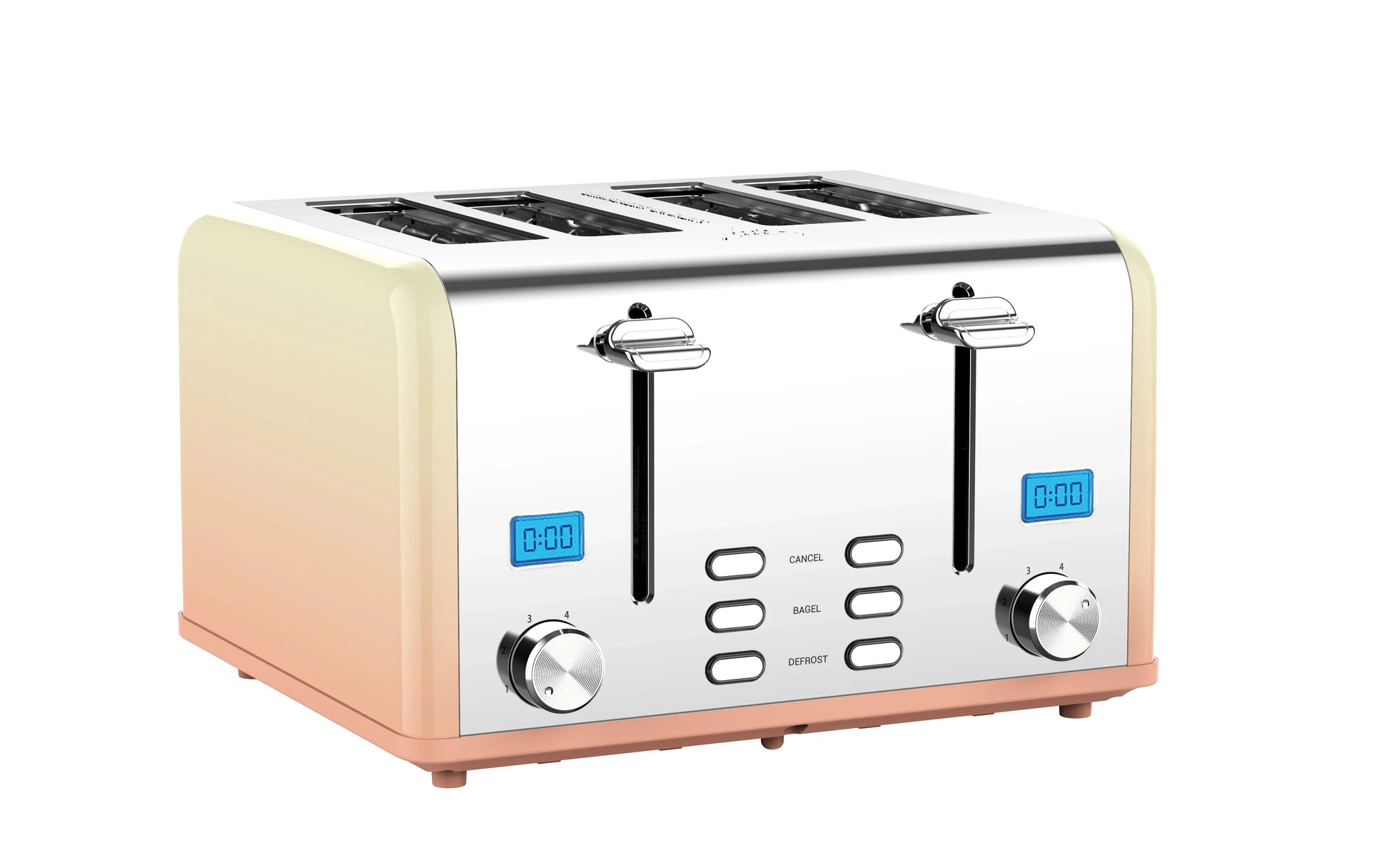 KTX-764563 Stainless Steel Electric 4-Slice Bread Toaster with LCD Display for Home Kitchen