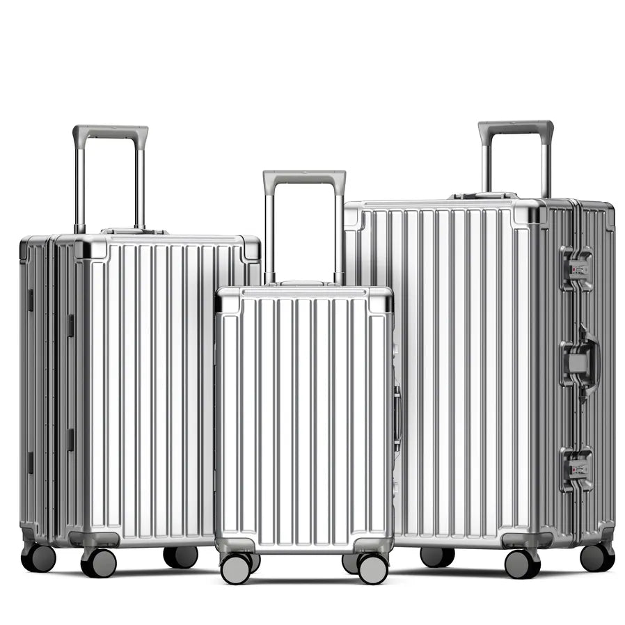 KTX-651091 Carry-On PC Trolley Bag Set with Aluminium Frame - 3-Piece Travel Luggage Suitcase Collection