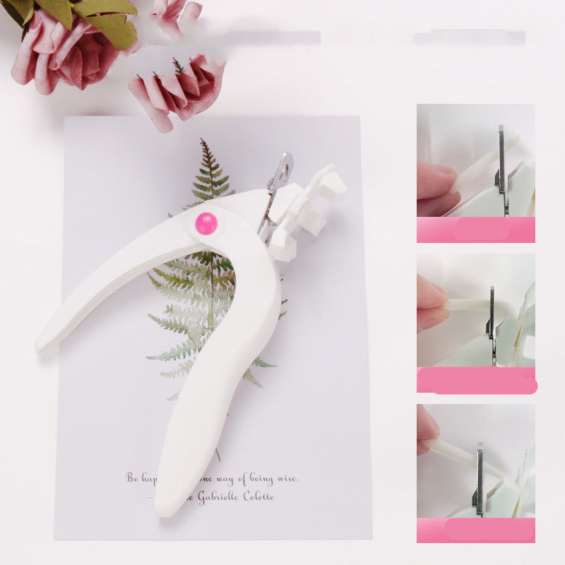 JMT-024266 U-Shaped Nail Art Scissors, Turntable Cutting Tool for French Fake Nails - White and Rose Red Options