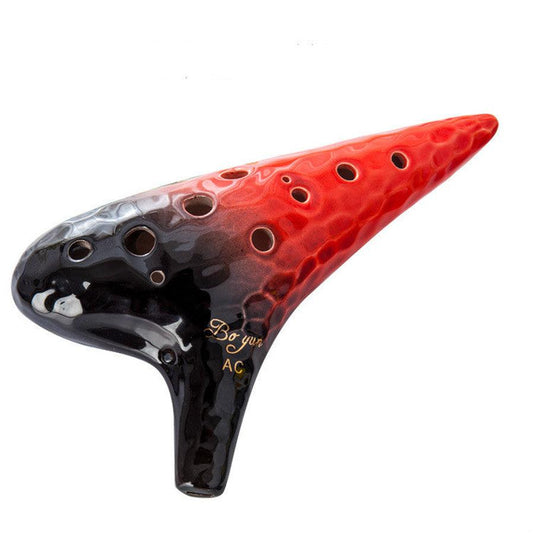 KTX-896147 Wave Pattern 12-Hole Pottery Flute for Enchanting Melodies