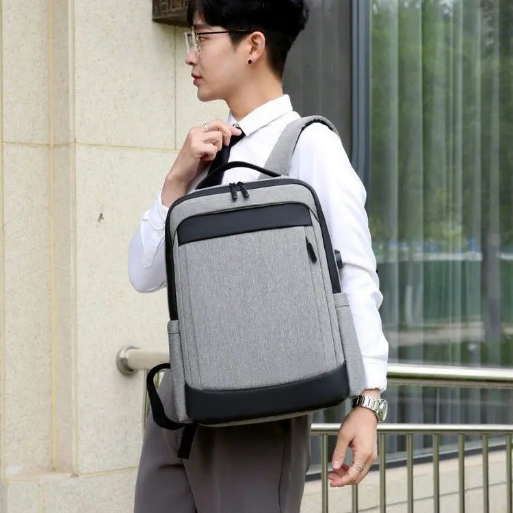 KTX-036243 High Capacity USB Charging Backpack for Travel - Black Design Suitable for Men