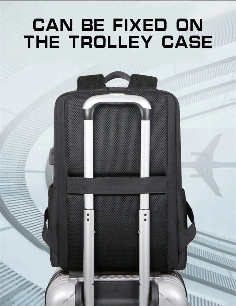 KTX-036243 High Capacity USB Charging Backpack for Travel - Black Design Suitable for Men