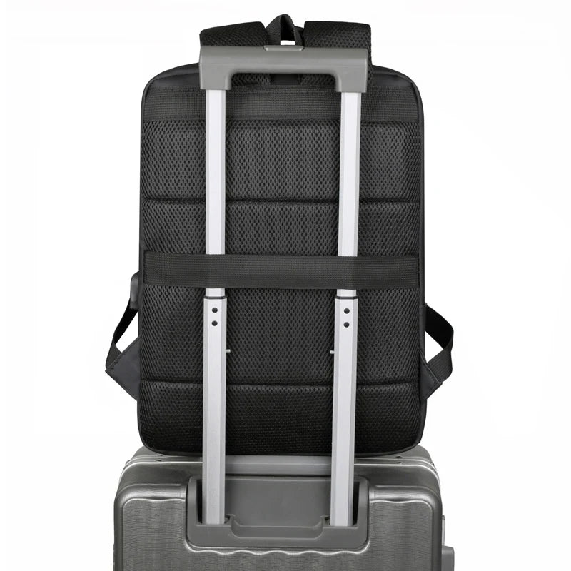 KTX-181971 Waterproof Nylon Laptop Backpack for Men & Women - USB Charging, 17 Inch Black Design