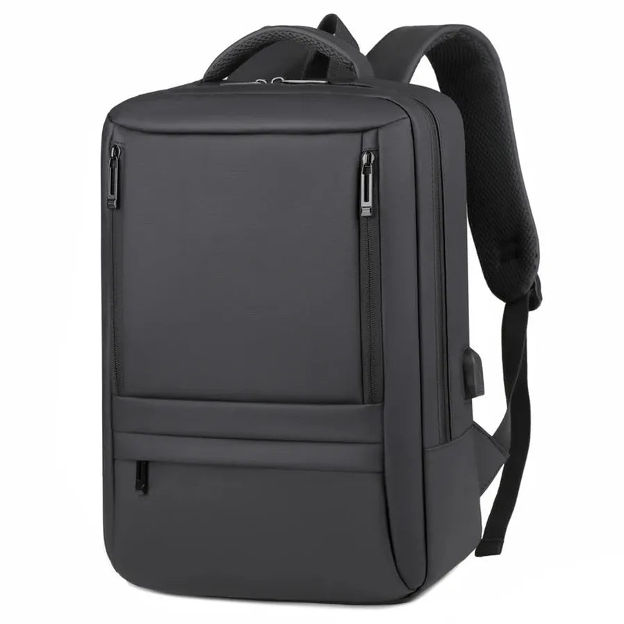 KTX-181971 Waterproof Nylon Laptop Backpack for Men & Women - USB Charging, 17 Inch Black Design
