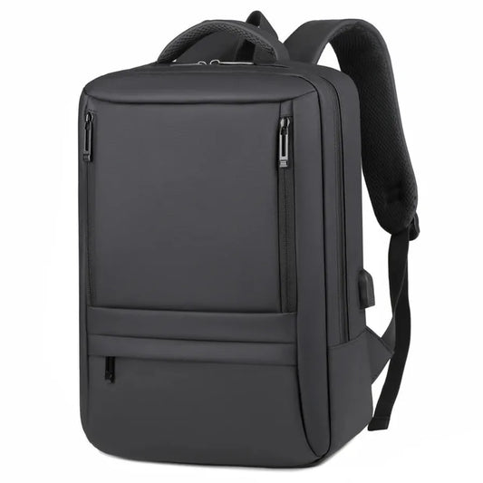KTX-181971 Waterproof Nylon Laptop Backpack for Men & Women - USB Charging, 17 Inch Black Design