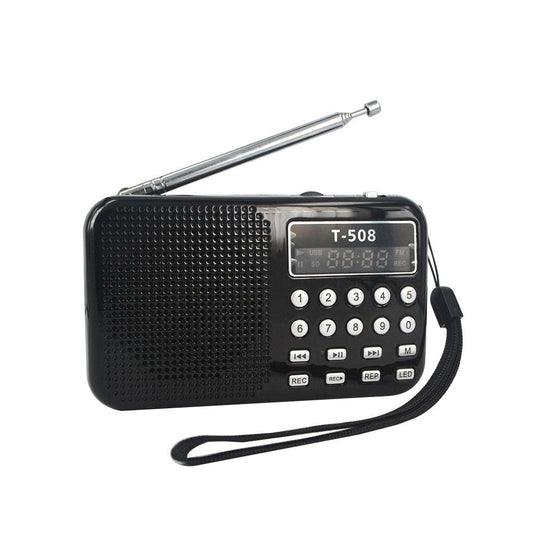 KTX-856851 Mini Portable Dual Band Rechargeable Stereo Speaker with LED Display and FM Radio, Compatible with Multiple Devices