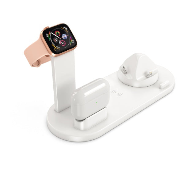 KTX-792147 Three-in-One Wireless Charging Station with 360° Rotating Cradle for Smartphones, Smartwatches, and Wireless Earbuds - Fast Charging Capability