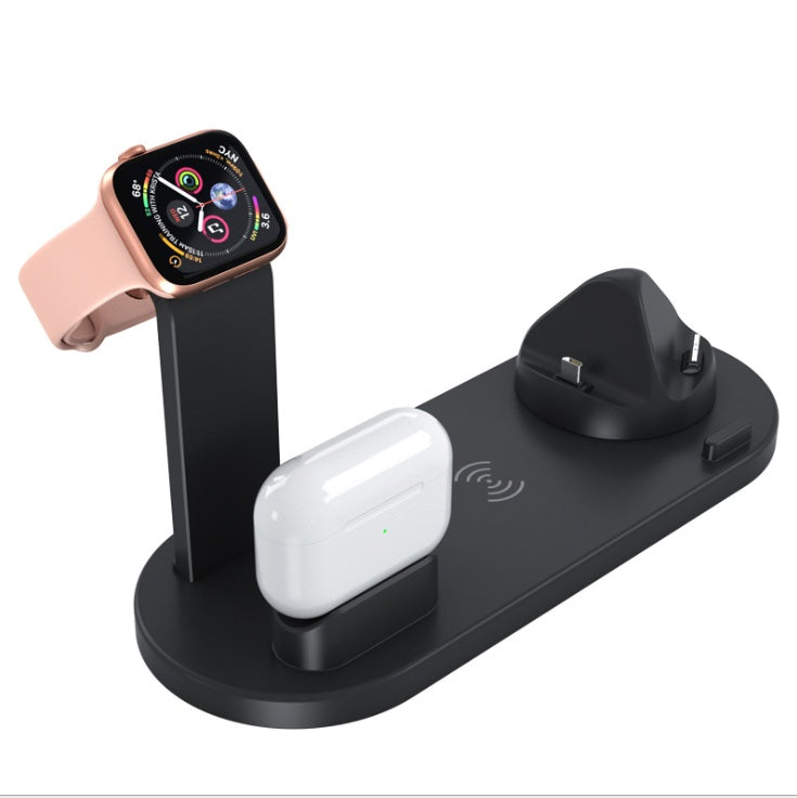 KTX-792147 Three-in-One Wireless Charging Station with 360° Rotating Cradle for Smartphones, Smartwatches, and Wireless Earbuds - Fast Charging Capability