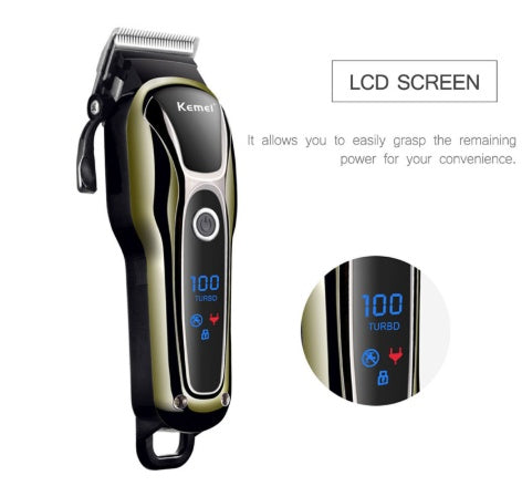 KTX-663635 Rechargeable Hair Clipper with LCD Display and Adjustable Blade Length