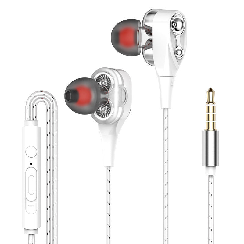KTX-656787 Wired In-Ear Headphones with Dual Dynamic Subwoofers and Microphone, 3.5mm Plug, Silicone Ear Tips, 1.2m Cable
