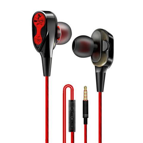 KTX-656787 Wired In-Ear Headphones with Dual Dynamic Subwoofers and Microphone, 3.5mm Plug, Silicone Ear Tips, 1.2m Cable