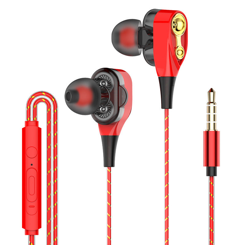 KTX-656787 Wired In-Ear Headphones with Dual Dynamic Subwoofers and Microphone, 3.5mm Plug, Silicone Ear Tips, 1.2m Cable