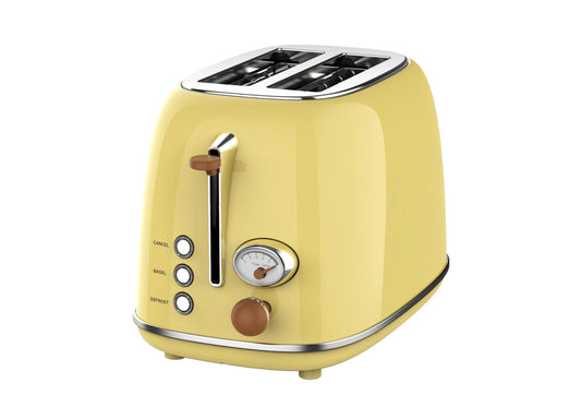 KTX-111507 Retro Stainless Steel Wide Slot Toaster for Bread and Waffles – 2 Slice Electric Toaster